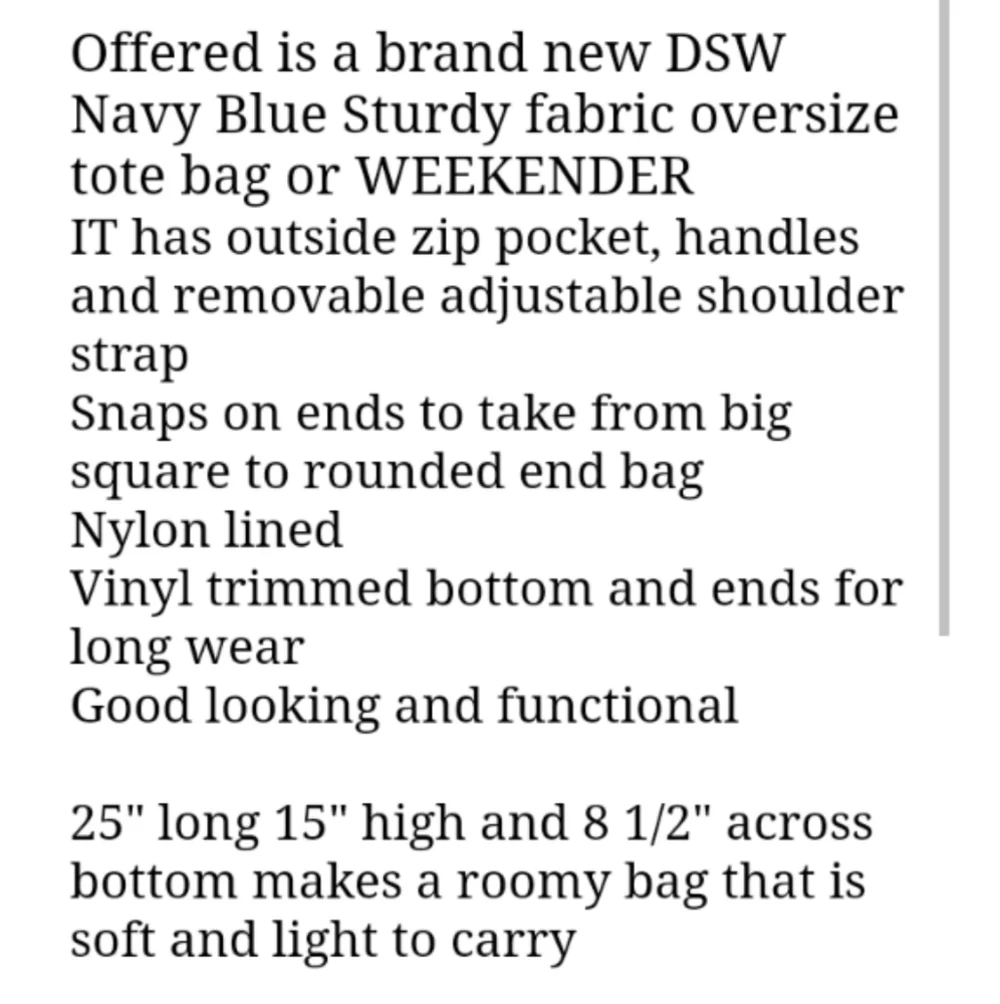 DSW Navy Felt Weekender Tote Luggage Travel Bag - Picture 11 of 11